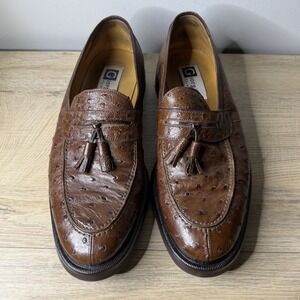 Giorgio's Palm Beach Brown Ostrich‎ Tassel Loafer Slip On Dress Shoe Men 9 M Lux